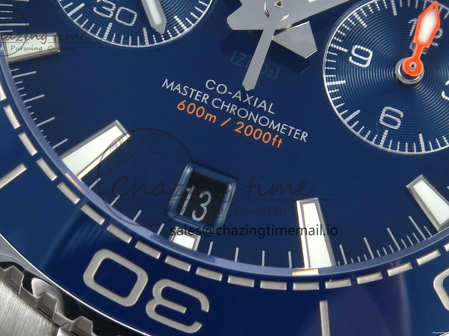 0407 Planet Ocean Master Chronometer 600M 45.5mm SS SCF 1:1 Best Edition Blue Bezel Blue Dial on SS Bracelet A9900 Super Clone Lightweight 7676